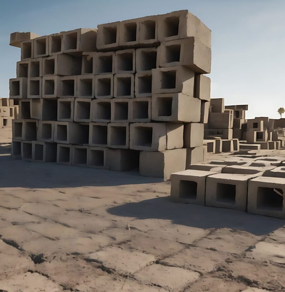 cinder-blocks-lie-ground-dried cinder-blocks-lie-ground-dried